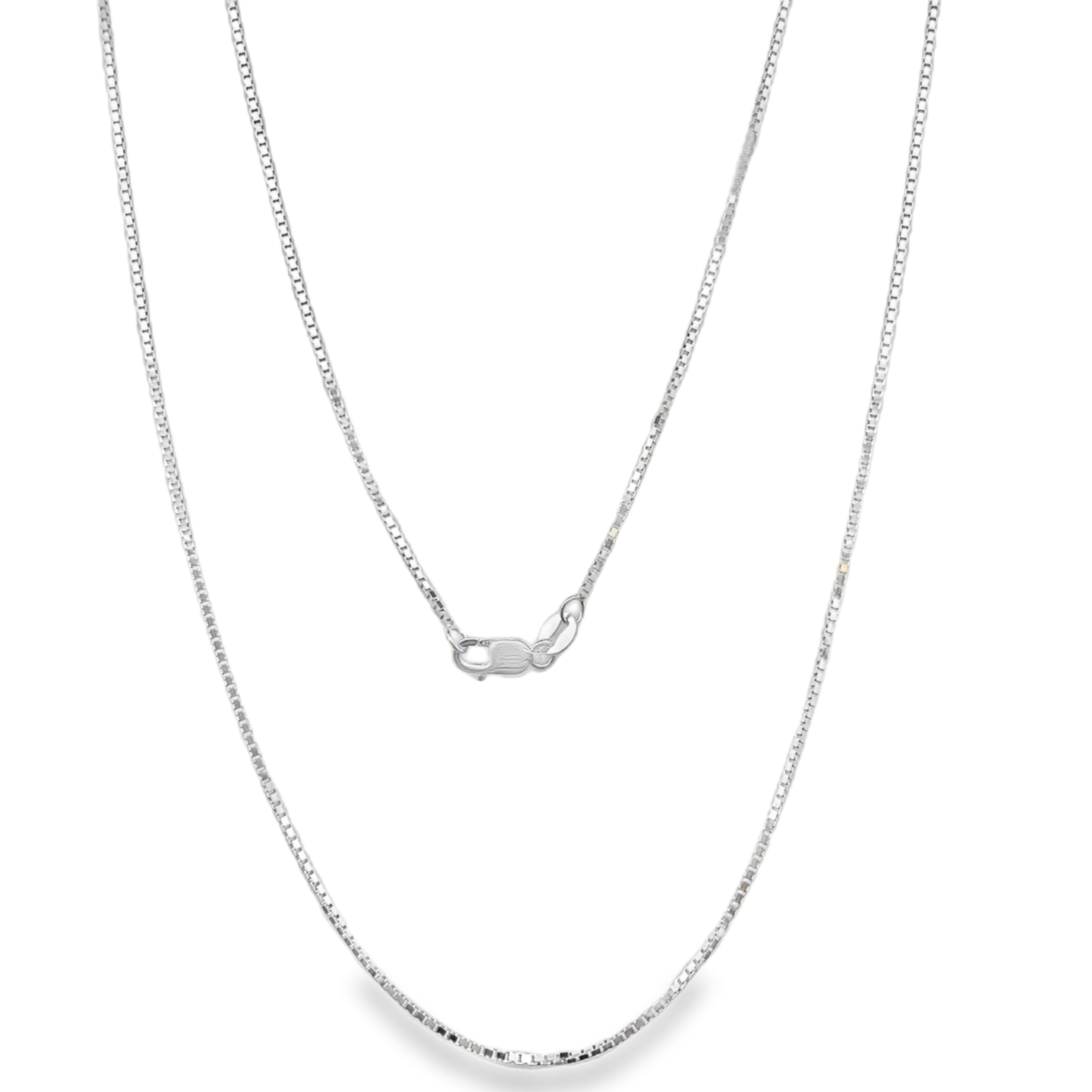 1MM CLASSIC BOX CHAIN 18" NECKLACE WITH LOBSTER CLASP 10KW