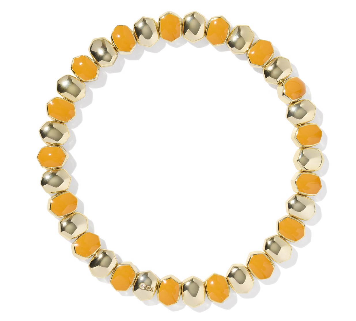KENDRA SCOTT DAPHNE BRIGHT ORANGE ENAMEL GOLD TONE STRETCH BRACELET