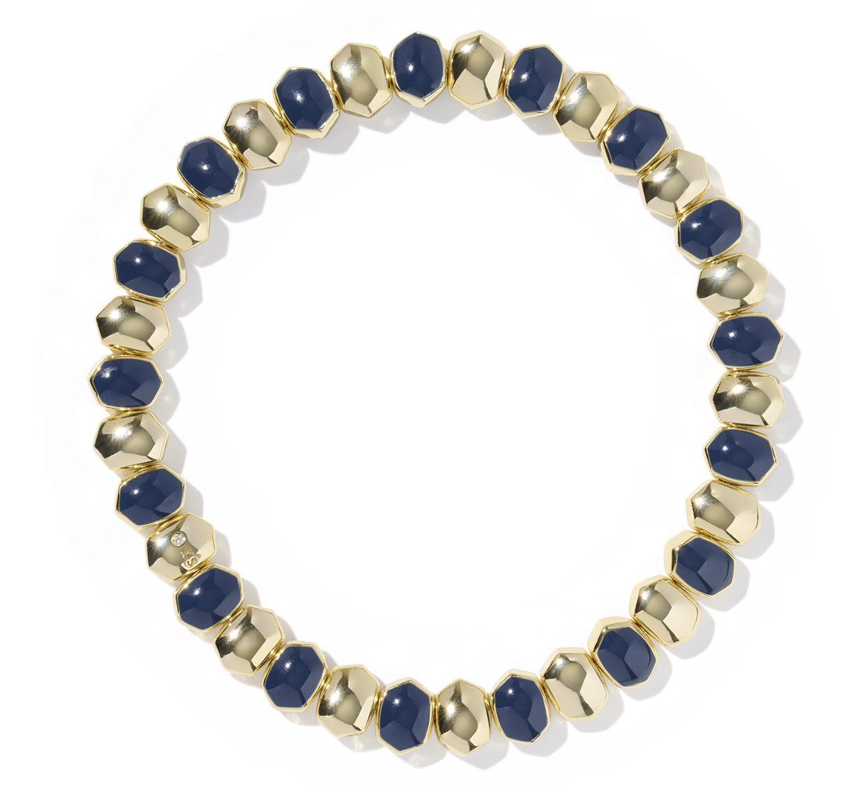 KENDRA SCOTT DAPHNE NAVY ENAMEL GOLD TONE STRETCH BRACELET