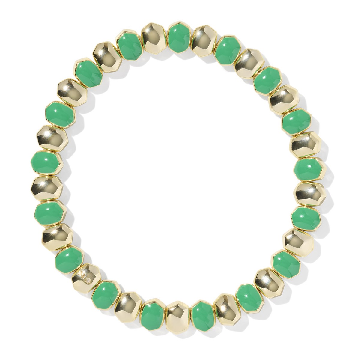 KENDRA SCOTT DAPHNE GREEN ENAMEL GOLD TONE STRETCH BRACELET