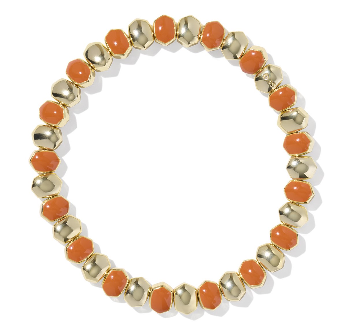 KENDRA SCOTT DAPHNE DARK ORANGE ENAMEL GOLD TONE STRETCH BRACELET