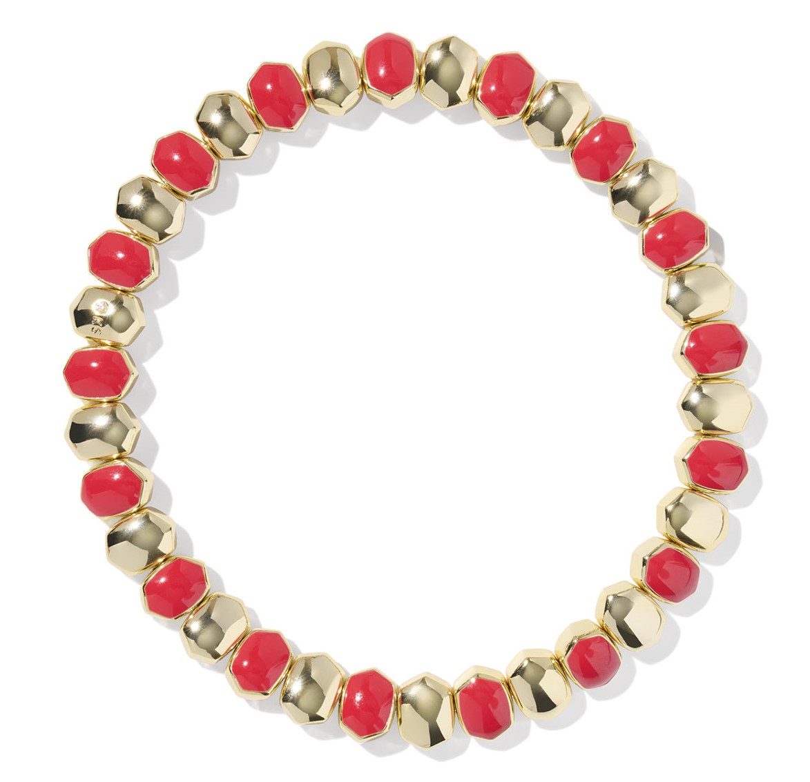 KENDRA SCOTT DAPHNE RED ENAMEL GOLD TONE STRETCH BRACELET