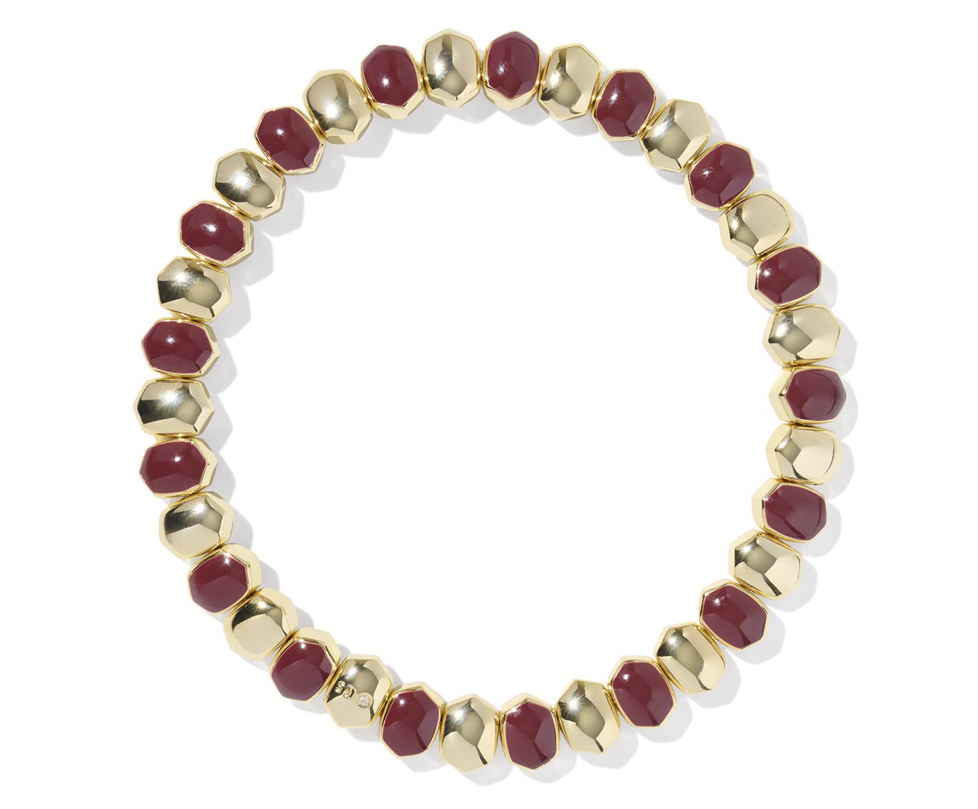 KENDRA SCOTT DAPHNE BURGUNDY ENAMEL GOLD TONE STRETCH BRACELET