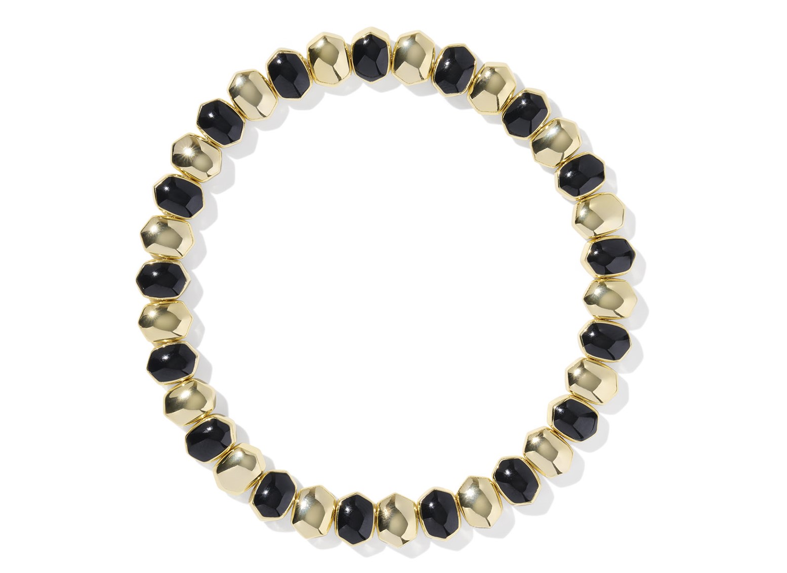 KENDRA SCOTT DAPHNE BLACK ENAMEL GOLD TONE STRETCH BRACELET