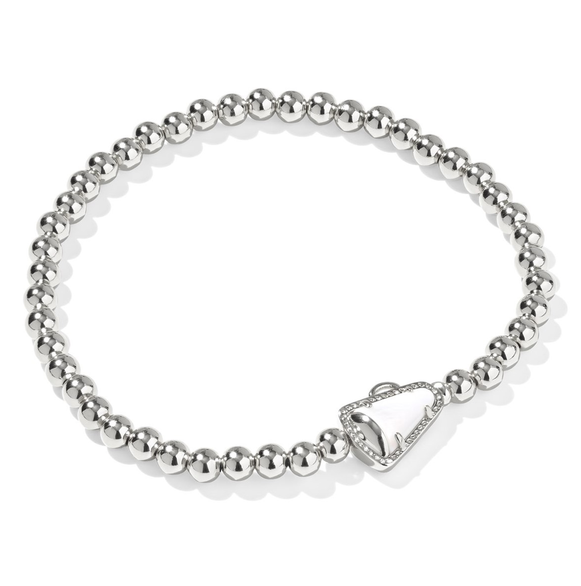 KENDRA SCOTT CHEER WHITE MOTHER OF PEARL RHODIUM STRETCH BRACELET