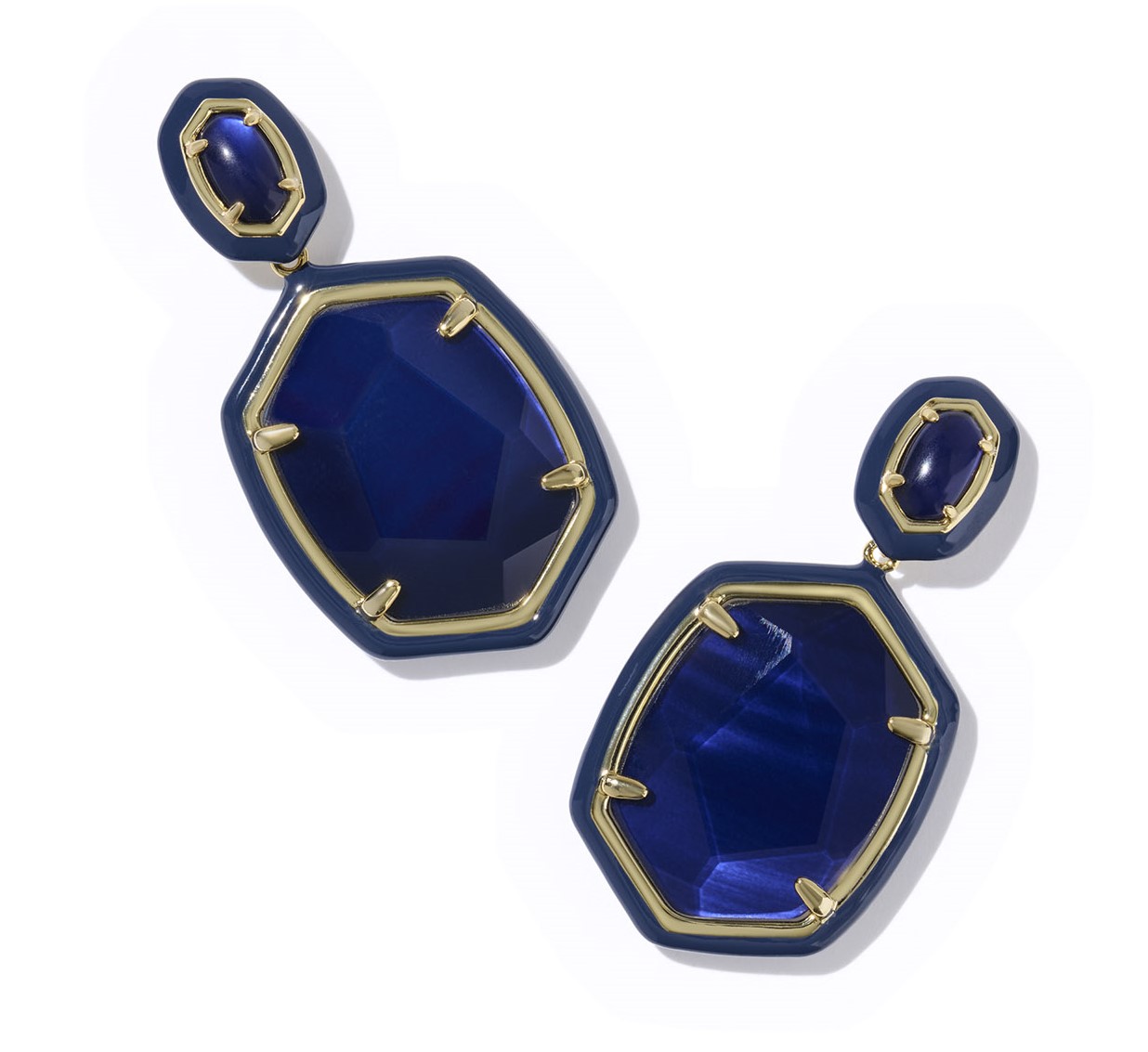 KENDRA SCOTT DAPHNE NAVY MOTHER OF PEARL GOLD TONE DROP EARRINGS