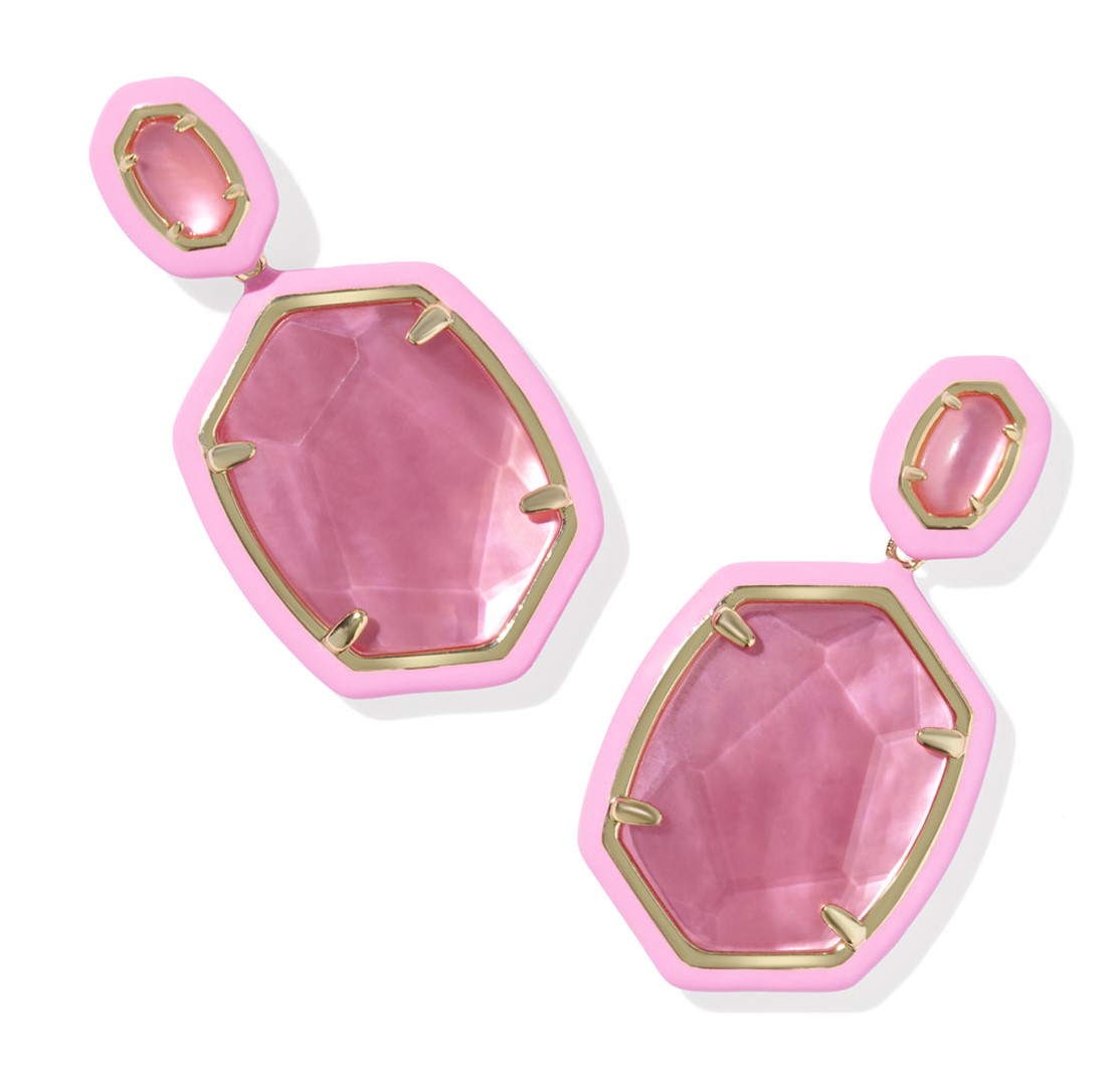 KENDRA SCOTT DAPHNE BRIGHT PINK ILLUSION GOLD TONE DROP EARRINGS