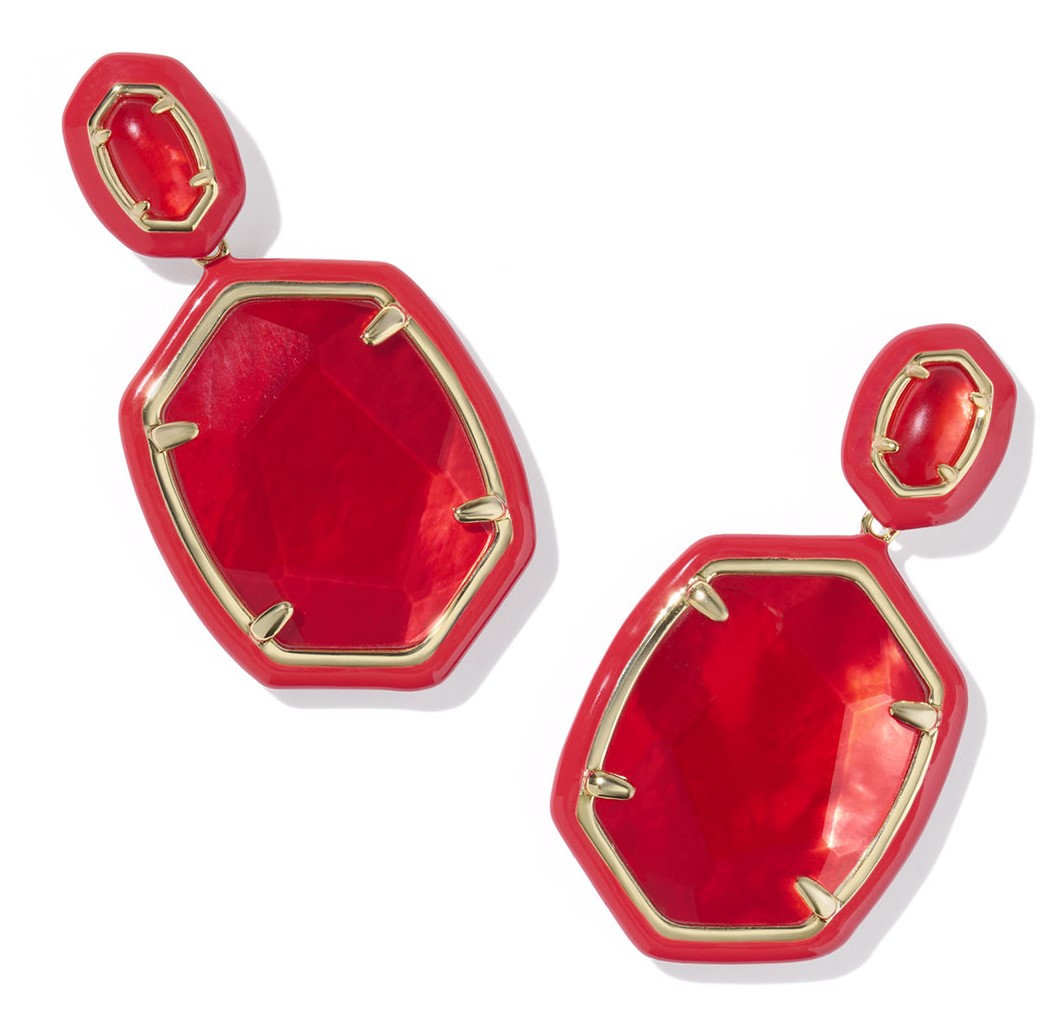 KENDRA SCOTT DAPHNE RED ILLUSION GOLD TONE DROP EARRINGS
