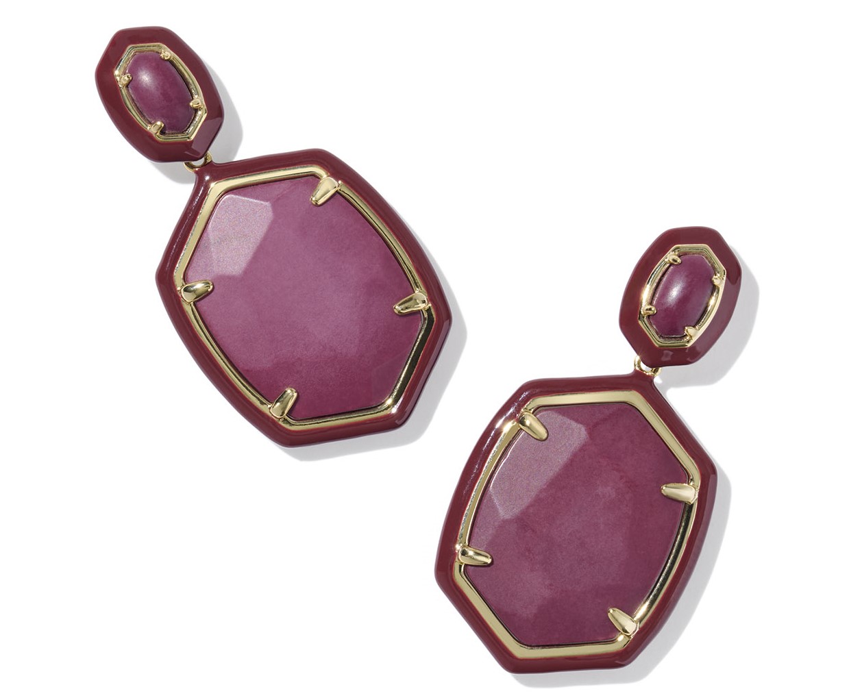 KENDRA SCOTT DAPHNE MAROON MAGNESITE GOLD TONE DROP EARRINGS