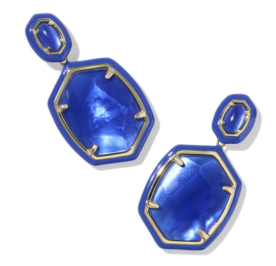 KENDRA SCOTT DAPHNE COBALT ILLUSION GOLD TONE DROP EARRINGS