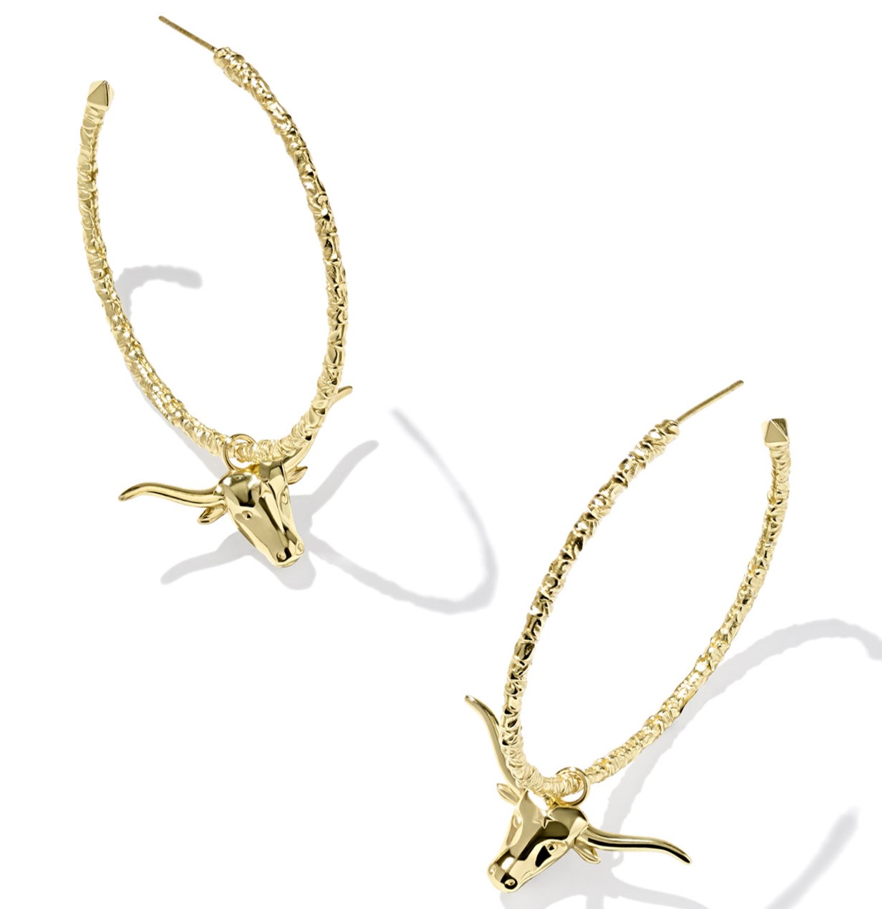 KENDRA SCOTT LONGHORN HOOP GOLD TONE EARRINGS