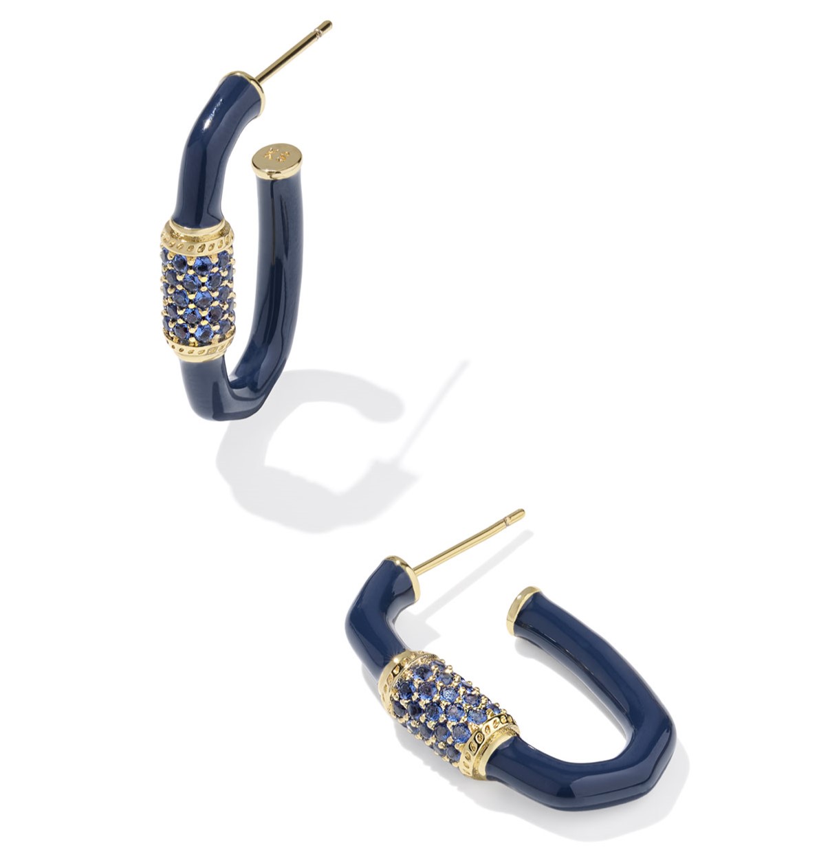 KENDRA SCOTT EMERY NAVY MIX GOLD TONE HOOP EARRINGS