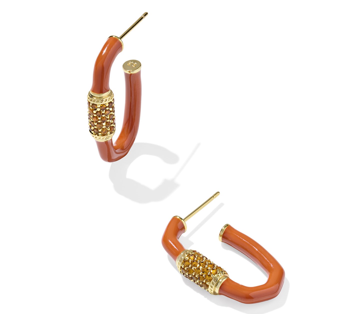 KENDRA SCOTT EMERY ORANGE MIX GOLD TONE HOOP EARRINGS