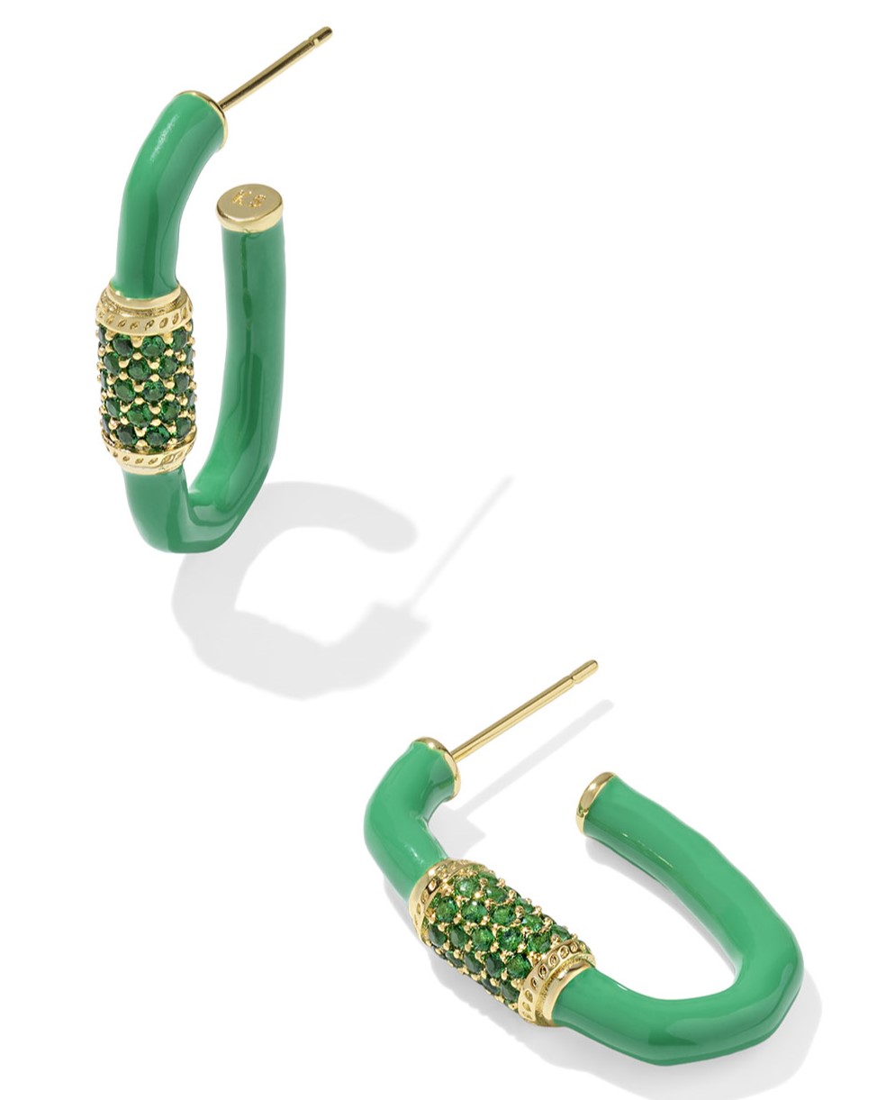 KENDRA SCOTT EMERY GREEN MIX GOLD TONE HOOP EARRINGS