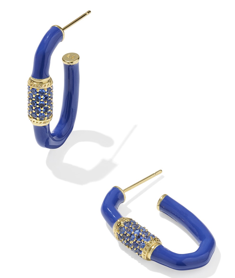 KENDRA SCOTT EMERY COBALT MIX GOLD TONE HOOP EARRINGS