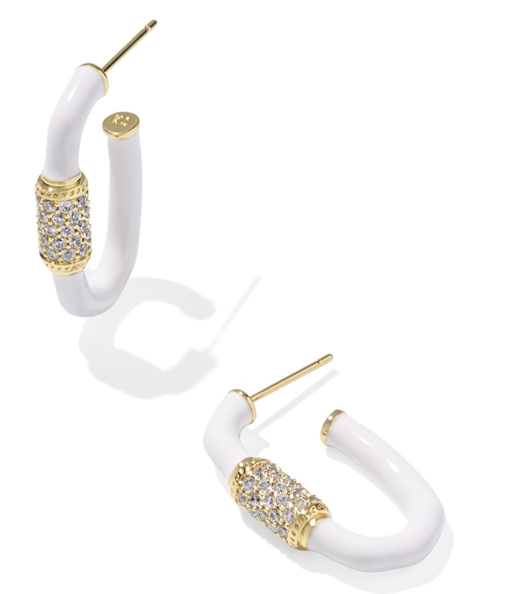 KENDRA SCOTT EMERY WHITE MIX GOLD TONE HOOP EARRINGS
