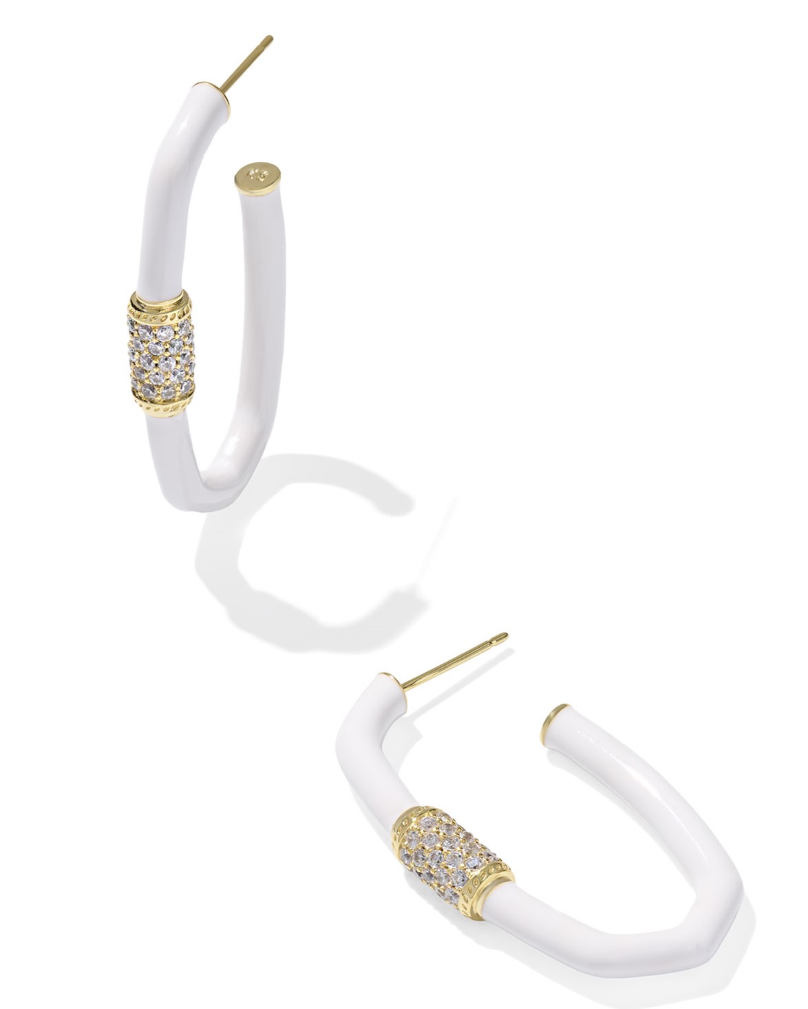 KENDRA SCOTT EMERY WHITE MIX GOLD TONE LARGE HOOP EARRINGS