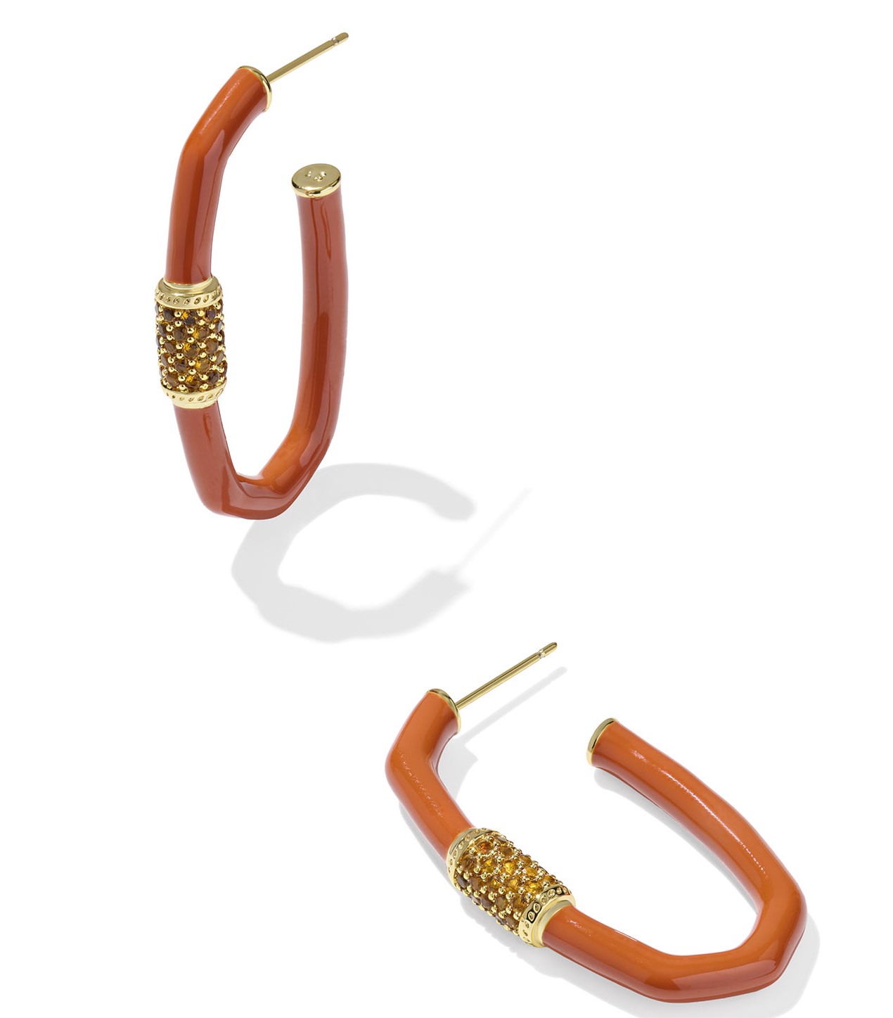 KENDRA SCOTT EMERY ORANGE MIX GOLD TONE LARGE HOOP EARRINGS