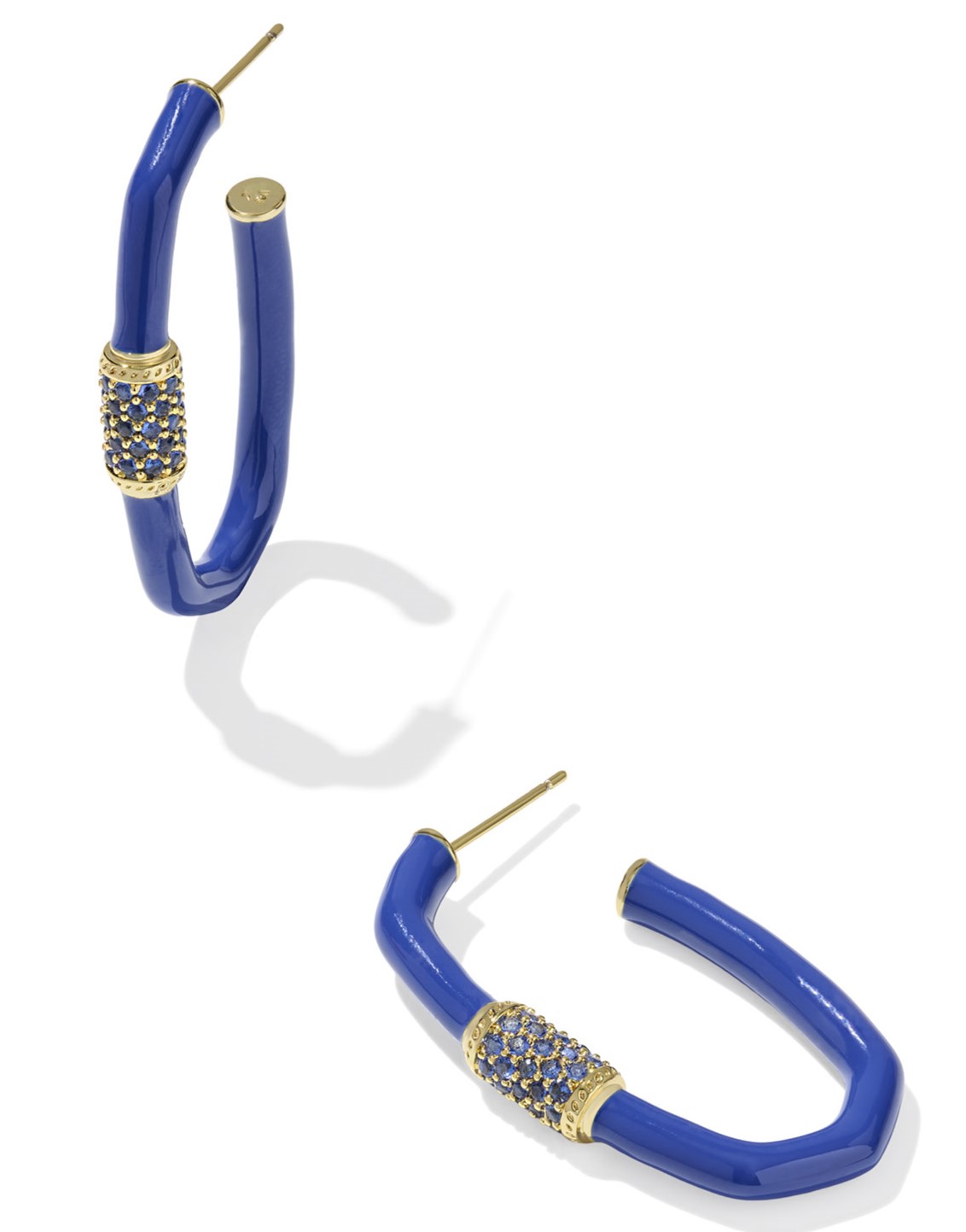 KENDRA SCOTT EMERY COBALT MIX GOLD TONE LARGE HOOP EARRINGS