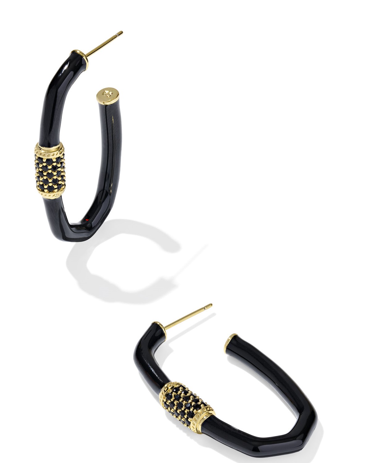 KENDRA SCOTT EMERY BLACK MIX GOLD TONE LARGE HOOP EARRINGS