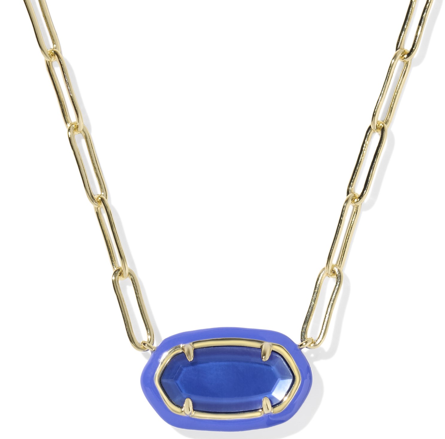 KENDRA SCOTT ELISA COBALT ILLUSION GOLD TONE PAPERCLIP NECKLACE