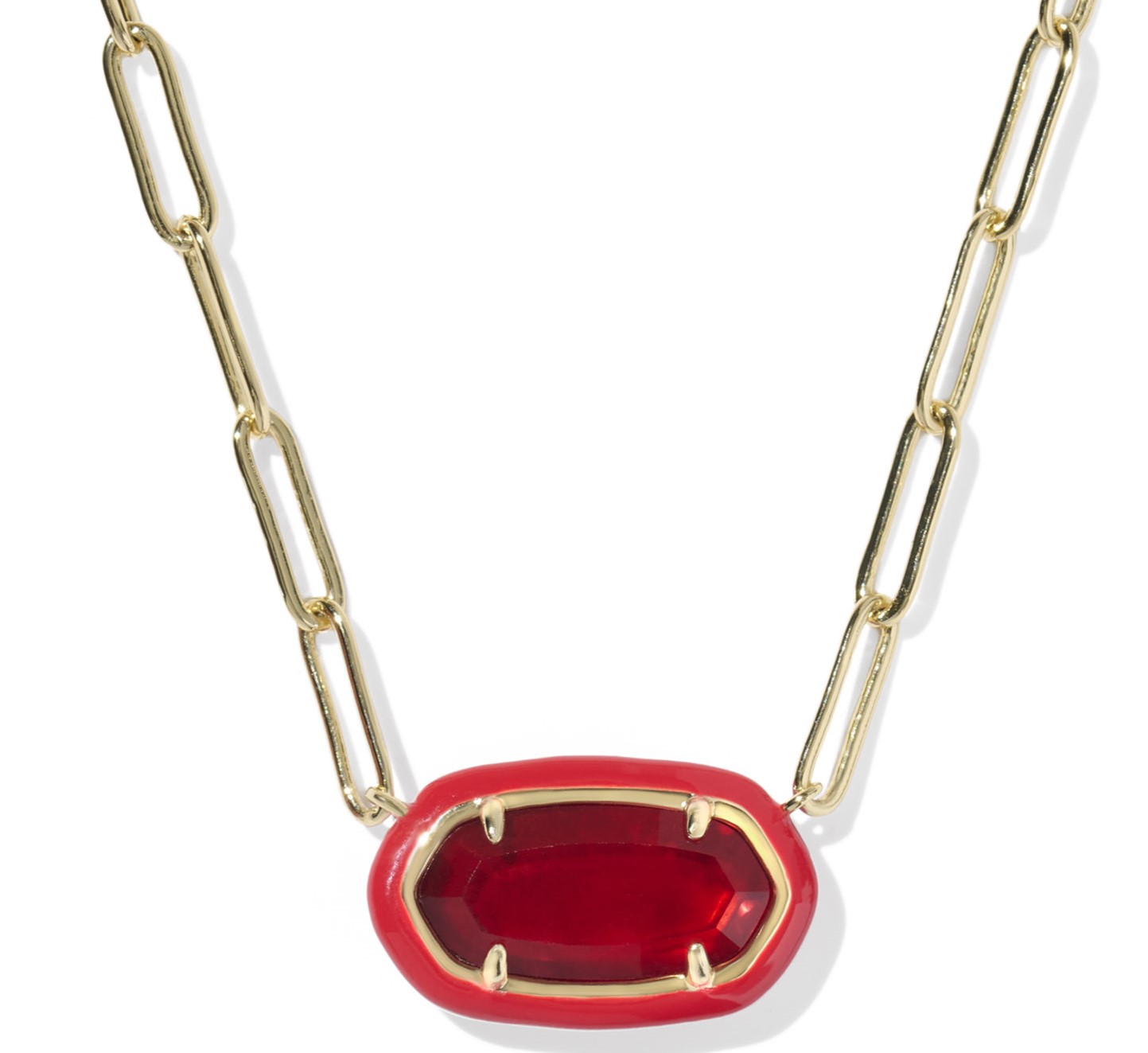 KENDRA SCOTT ELISA RED ILLUSION GOLD TONE PAPERCLIP NECKLACE