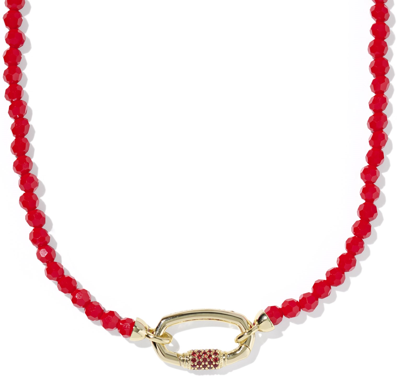 KENDRA SCOTT EMERY RED GLASS GOLD TONE BEADED NECKLACE
