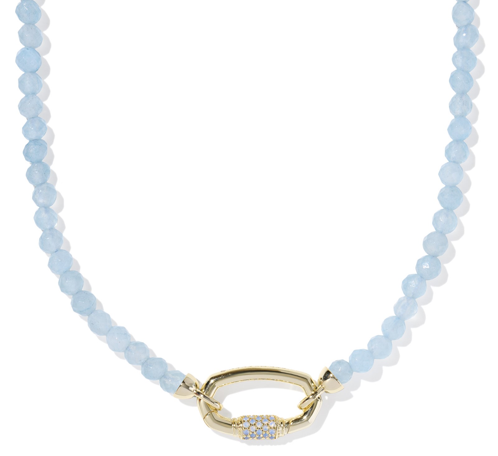 KENDRA SCOTT EMERY LIGHT BLUE CHALCEDONY GOLD TONE BEADED NECKLACE
