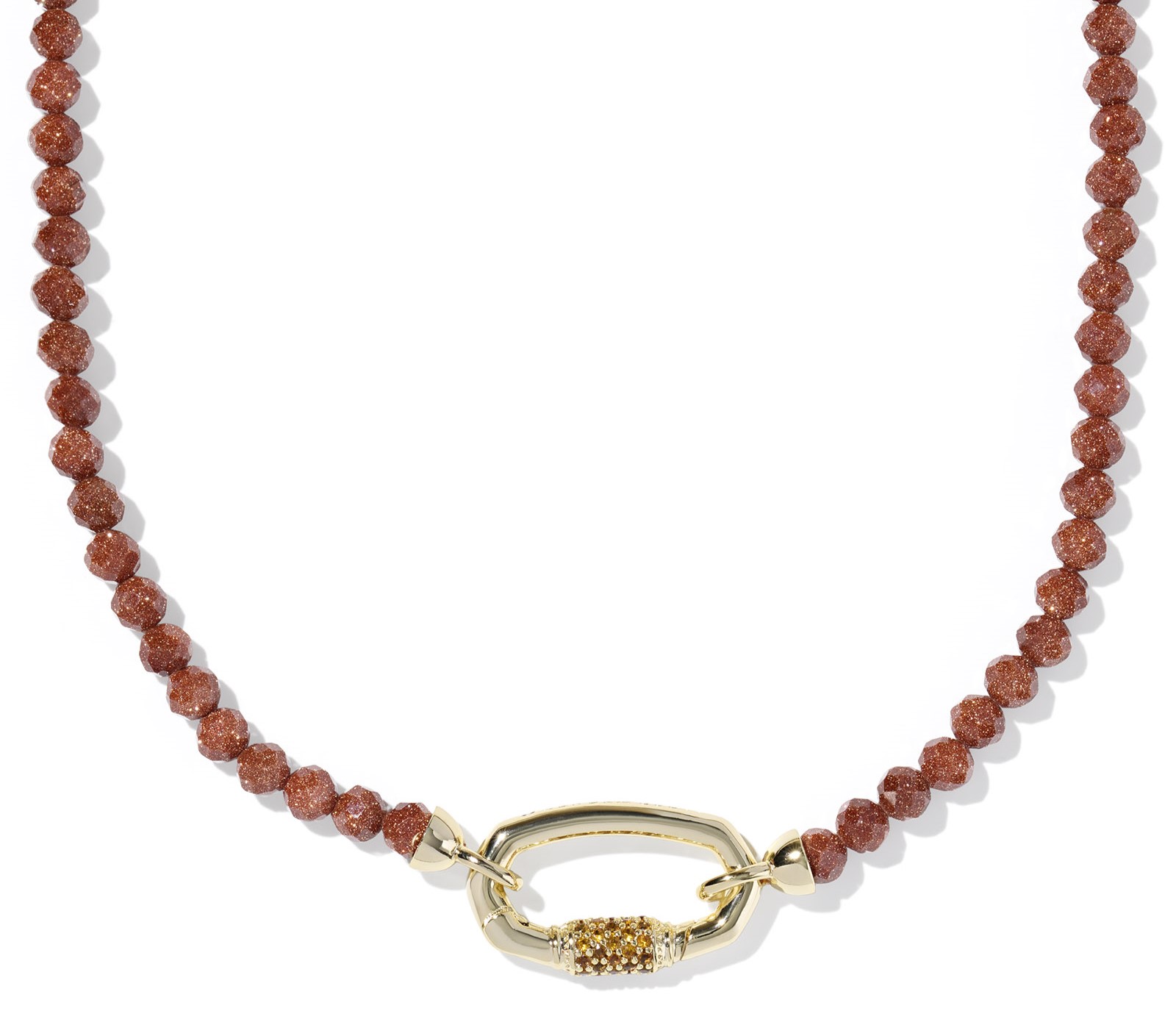 KENDRA SCOTT EMERY ORANGE GOLDSTONE GOLD TONE BEADED NECKLACE