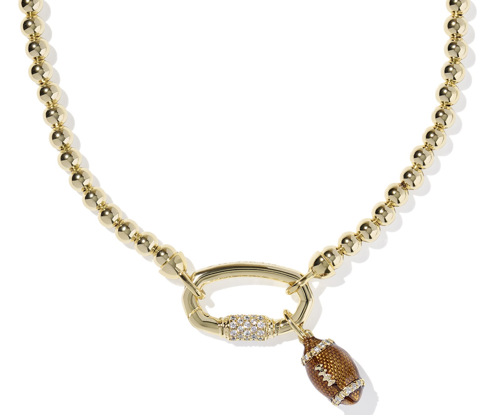 KENDRA SCOTT FOOTBALL GOLD TONE CZ NECKLACE