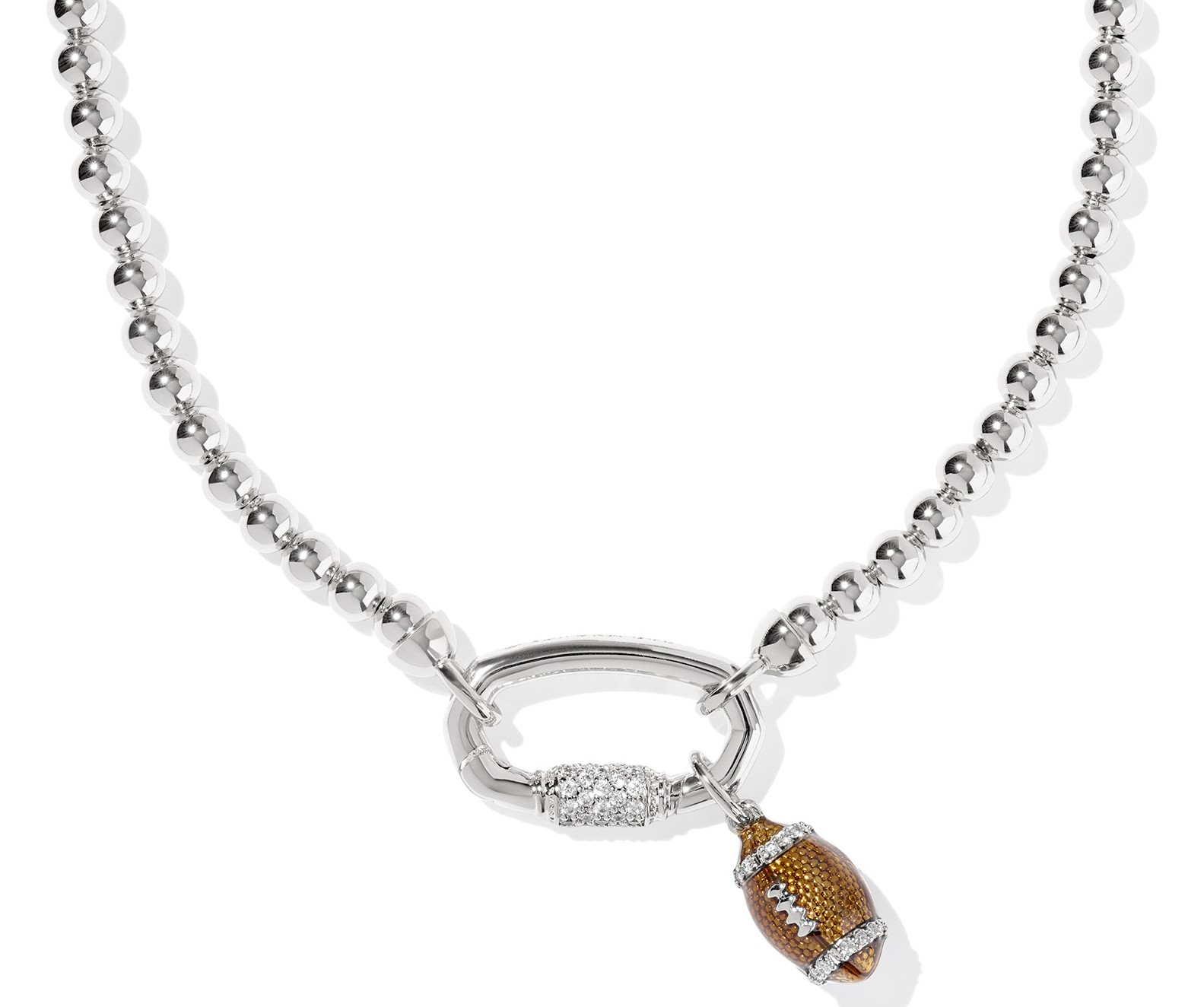 KENDRA SCOTT FOOTBALL CZ RHODIUM NECKLACE