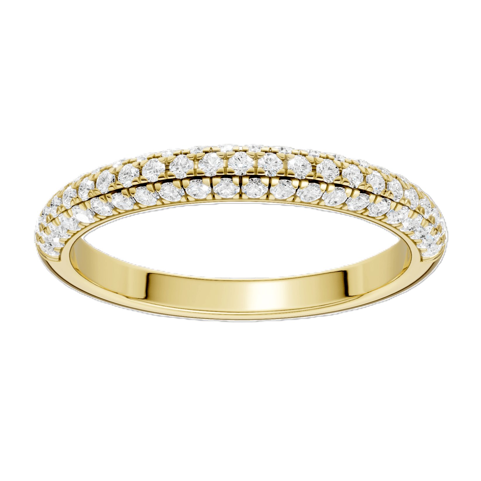 SUPER MAN MADE CREATED .40CTW LDS DIAMOND PAVE 3-ROW BAND CONTAINING: 67 ROUND DIAMONDS E-F VS 14KY