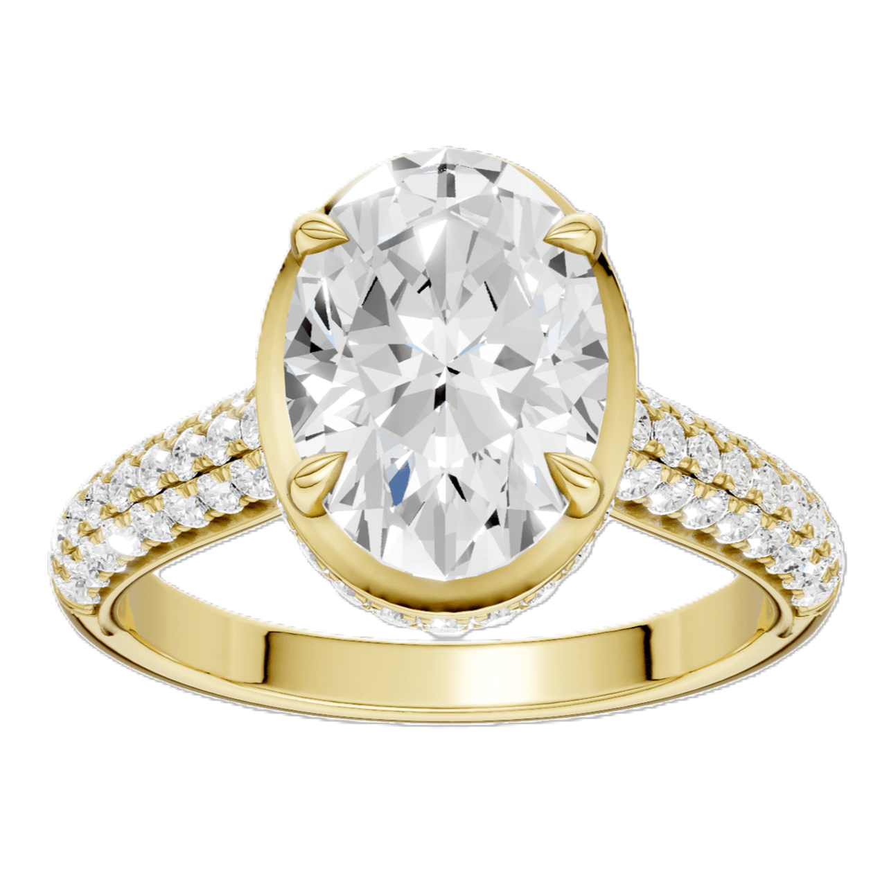 SUPER MAN MADE CREATED 2.50CTW DIAMOND ENGAGEMENT RING CONTAINING: 2.04CT OVAL DIAMOND CENTER F VS + 86 ROUND DIAMONDS .46CTW F VS 14KY IGI CARD CERT 52J687692507