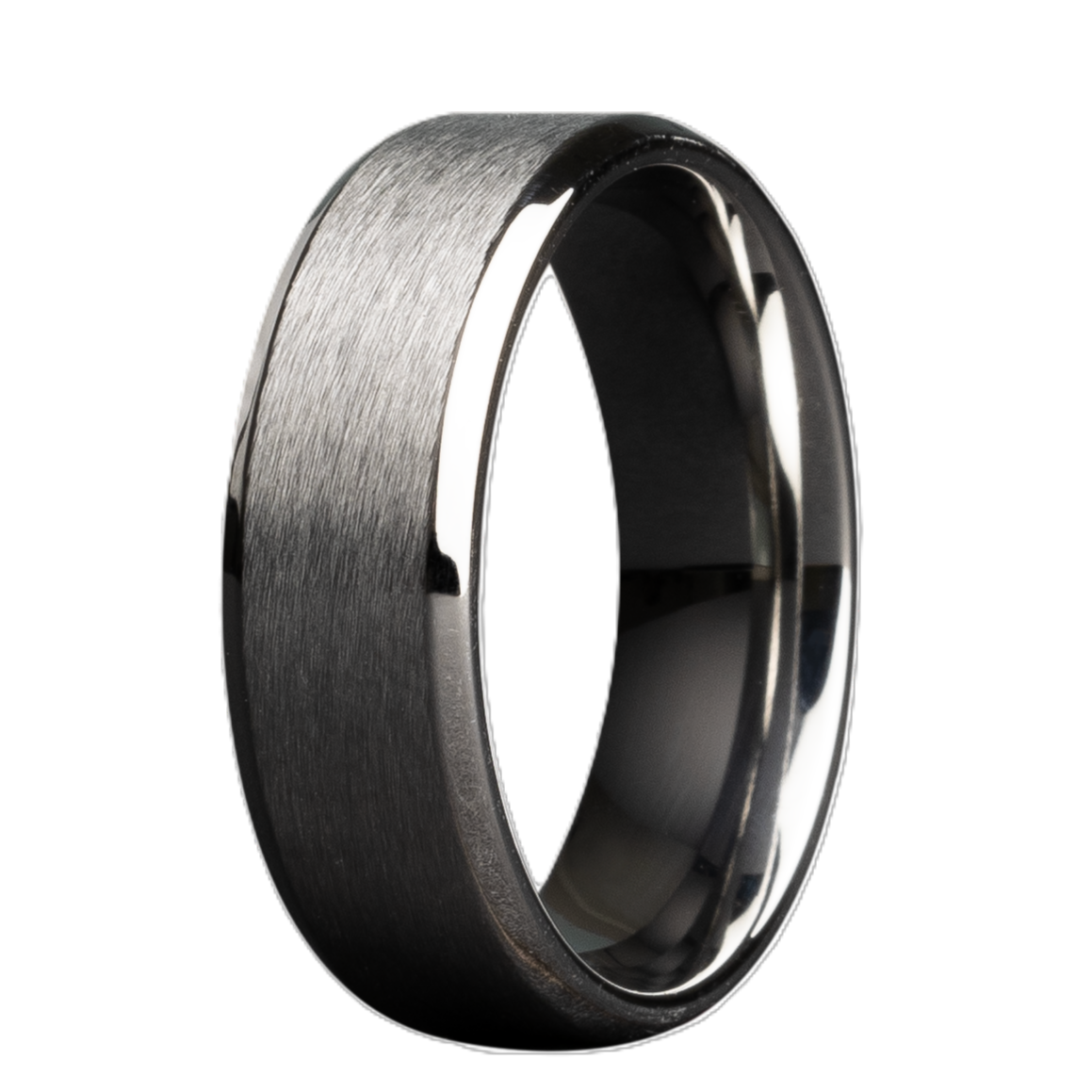 GTS 6MM TUNGSTEN BEVELED SATIN-TOP POLISHED EDGE BAND SIZE 8.5