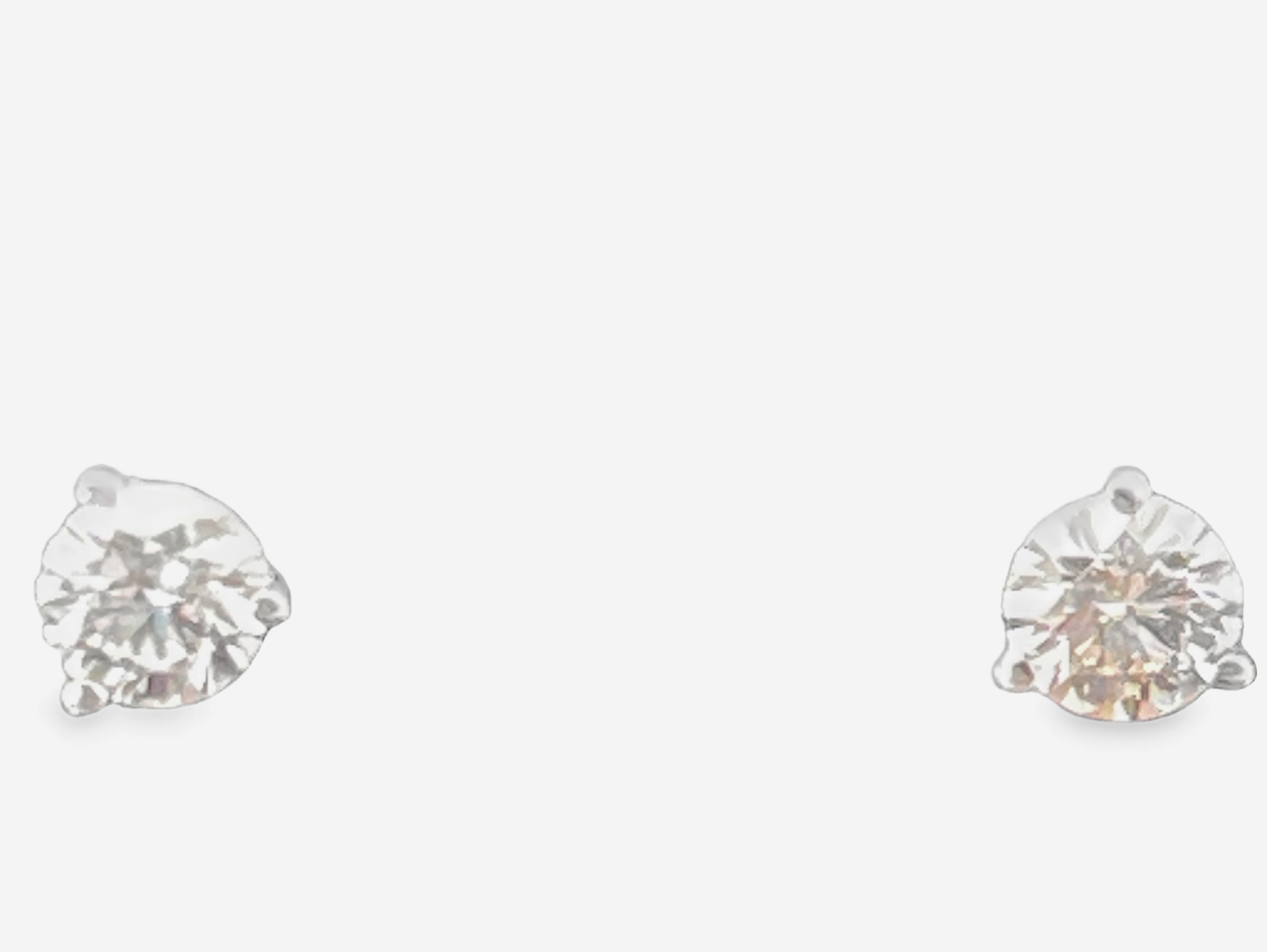 SUPER MAN MADE CREATED 1/2CTW ROUND DIAMOND 3-PRONG STUD EARRINGS 14KW