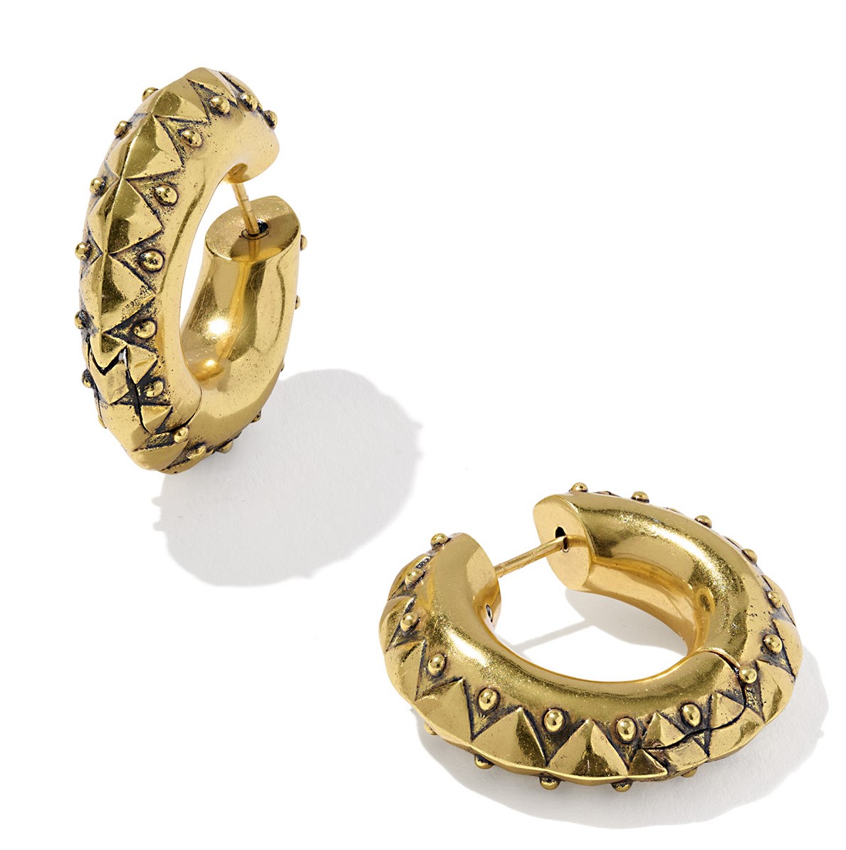 KENDRA SCOTT CATHERINE VINTAGE GOLD TONE HOOP EARRINGS