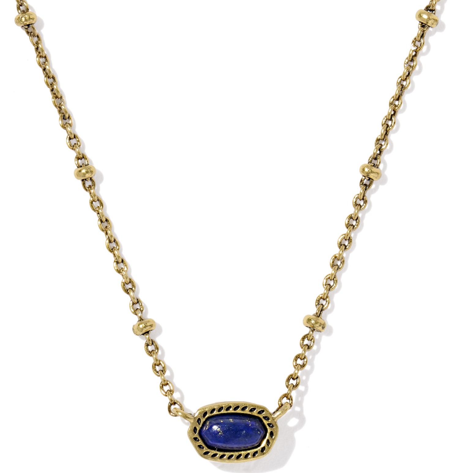 KENDRA SCOTT MINI ELISA BLUE LAPIS VINTAGE GOLD TONE SHORT NECKLACE