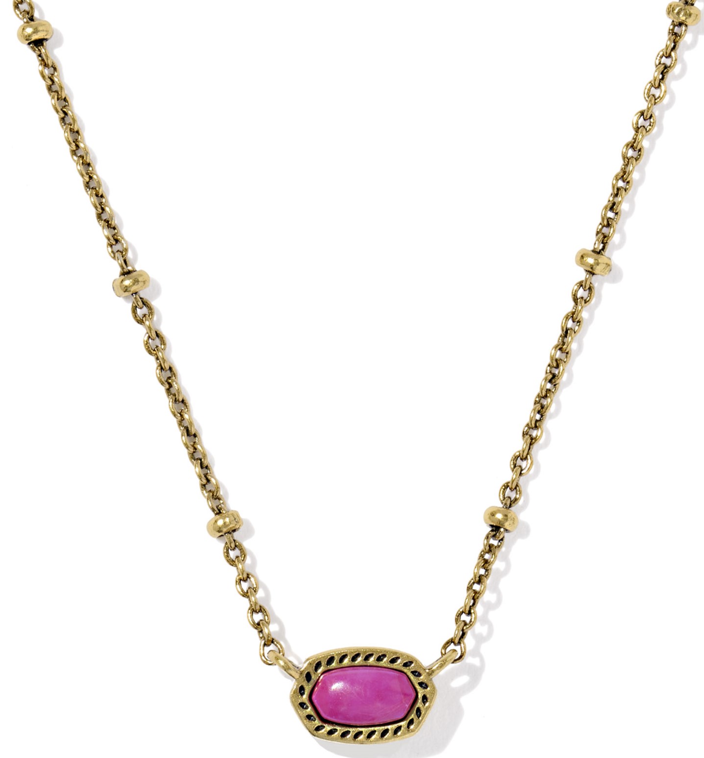 KENDRA SCOTT MINI ELISA VARIEGATED DARK FUSCHIA VINTAGE GOLD TONE SHORT NECKLACE