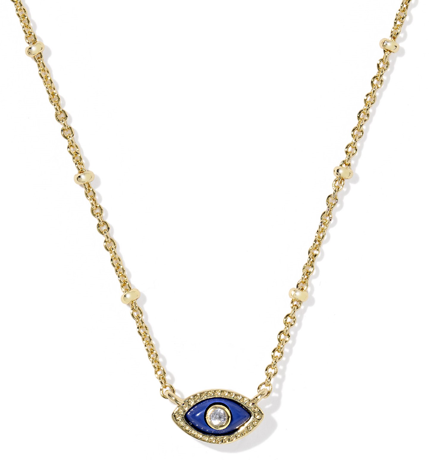 KENDRA SCOTT DARK BLUE MAGNESITE MINI EYE GOLD TONE SHORT PENDANT NECKLACE