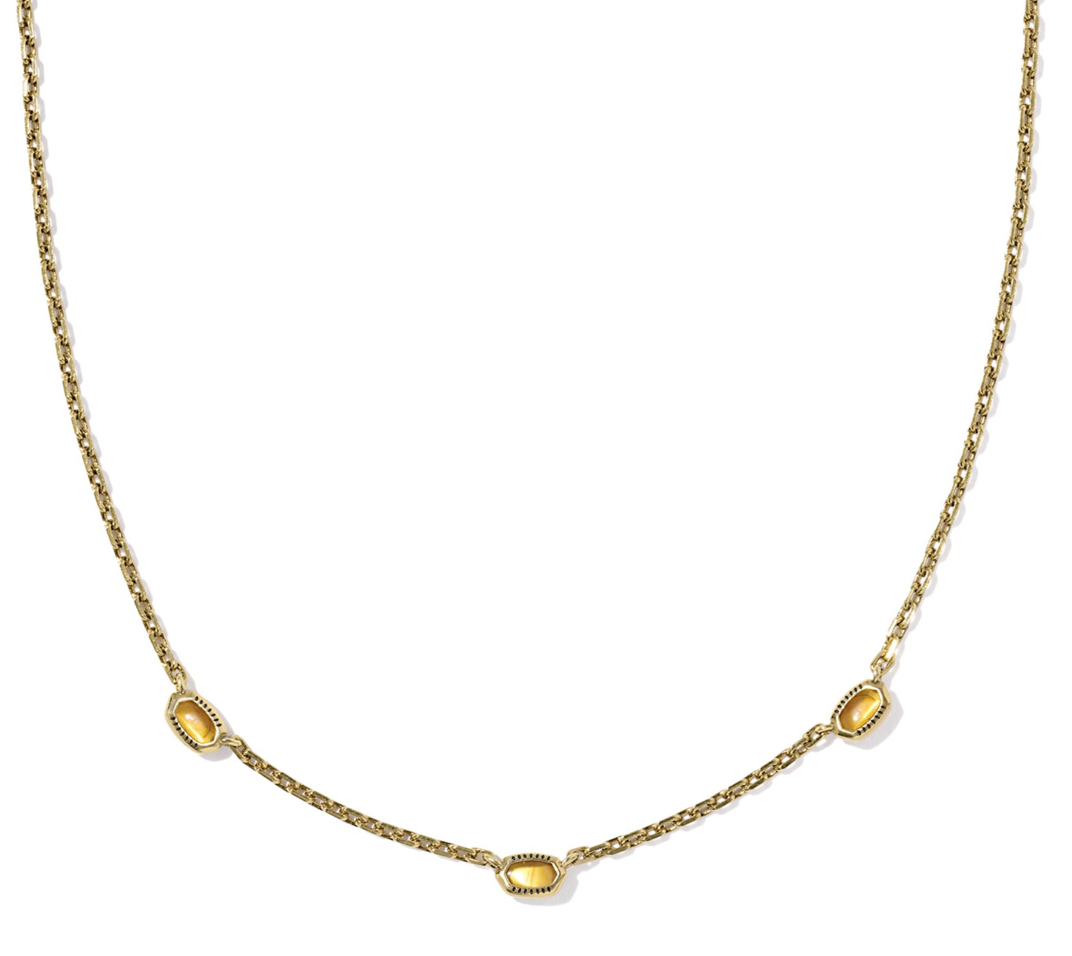 KENDRA SCOTT MINI ELISA MARBLED AMBER ILLUSION 3-STATION VINTAGE GOLD TONE NECKLACE