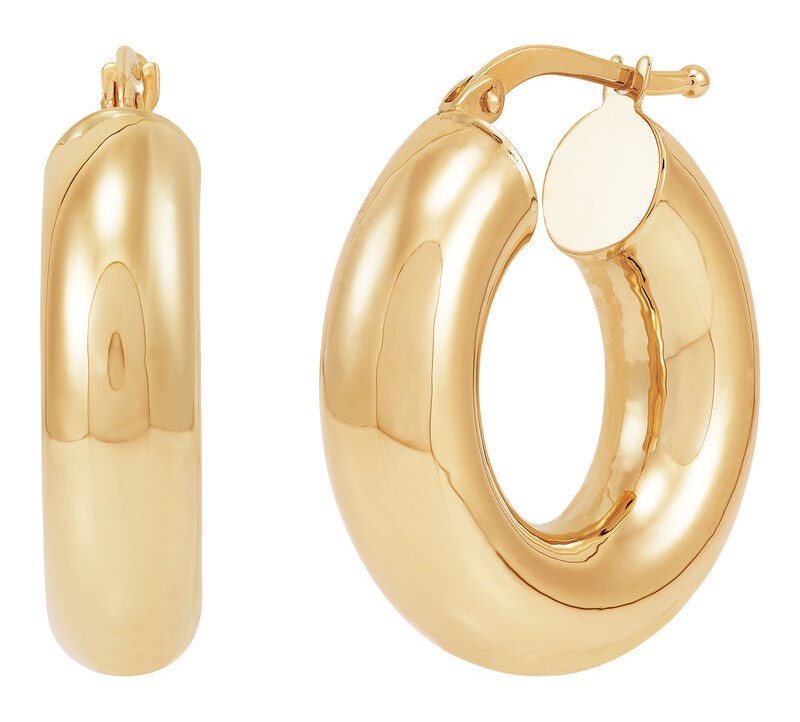 POLISHED 6X21MM TUBE HOOP EARRINGS 14KY