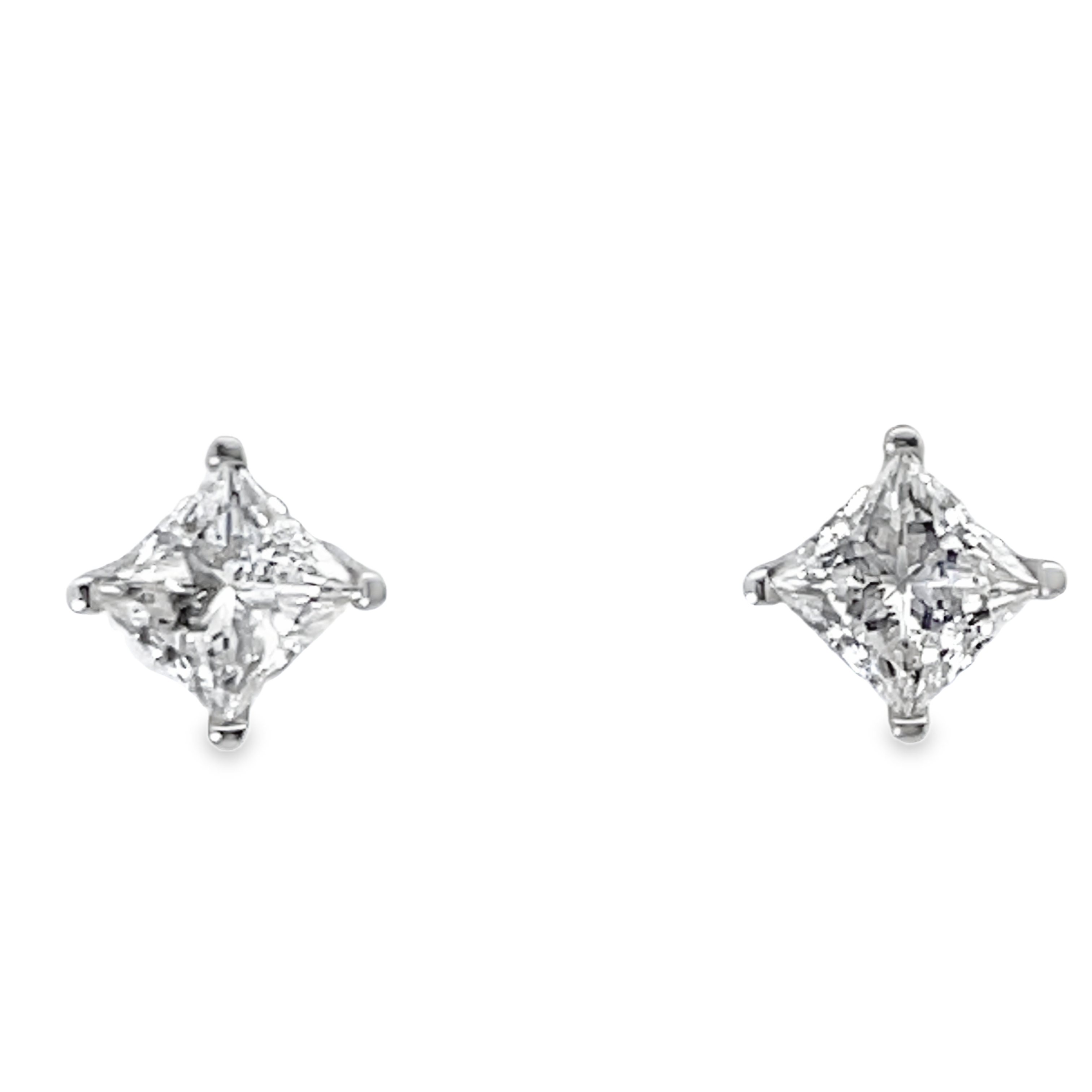 1.00CTW PRINCESS DIAMOND STUD EARRINGS 14KW