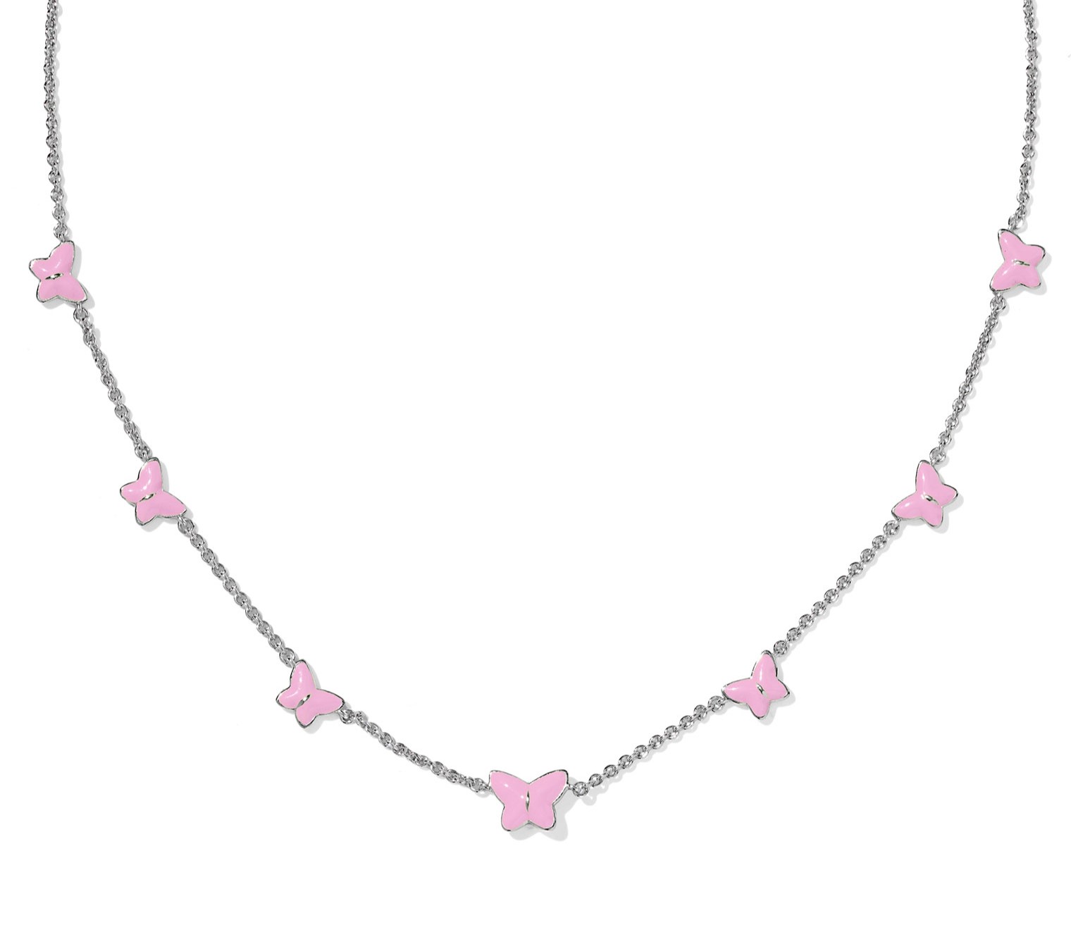 KENDRA SCOTT LILLIA PINK BUTTERFLY ENAMEL RHOD STRAND NECKLACE