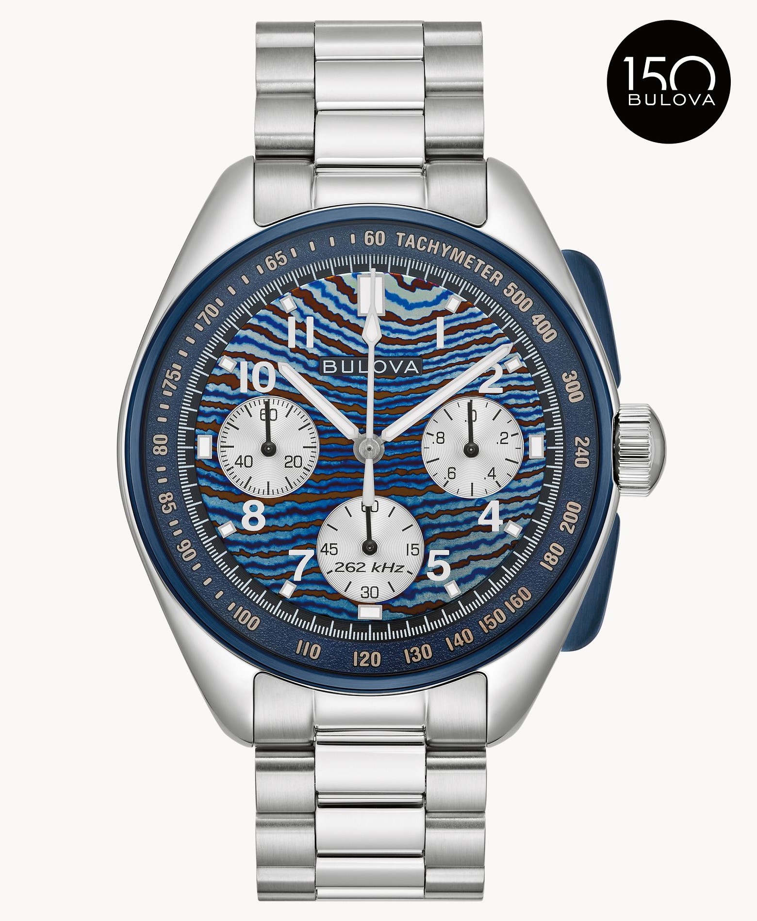 BULOVA 43.5MM LUNAR PILOT TIMASCUS LTD STAINLESS STEEL W/BLUE &BLACK DIA L