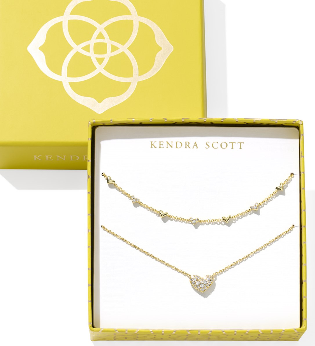 KENDRA SCOTT ARI HAVEN HEART NECKLACE GIFT SET YELLOW W/WHITE CZ