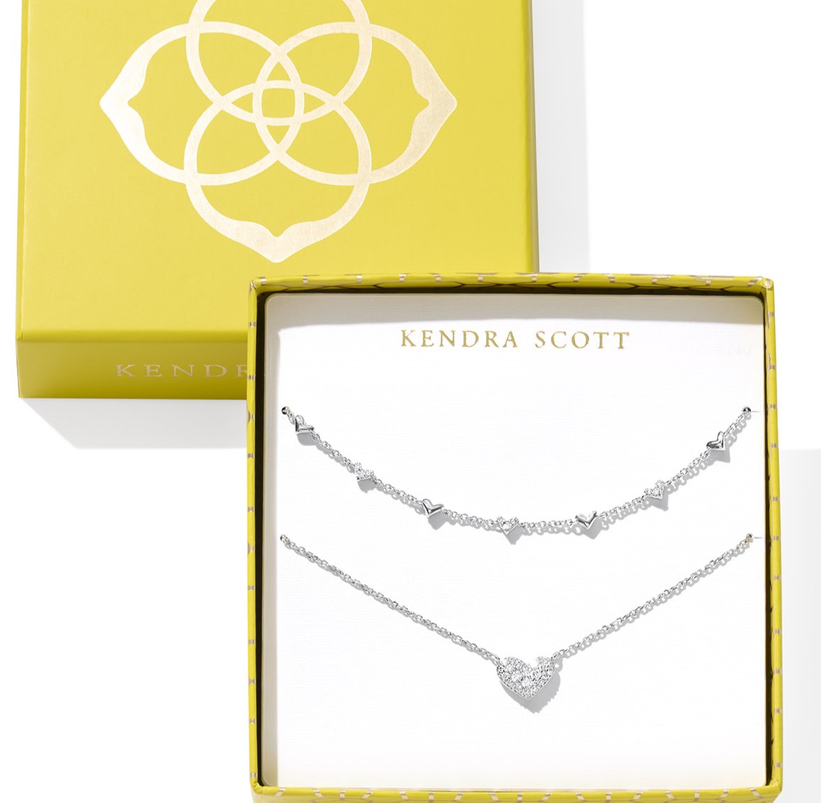 KENDRA SCOTT ARI HAVEN HEART NECKLACE GIFT SET RHOD W/WHITE CZ