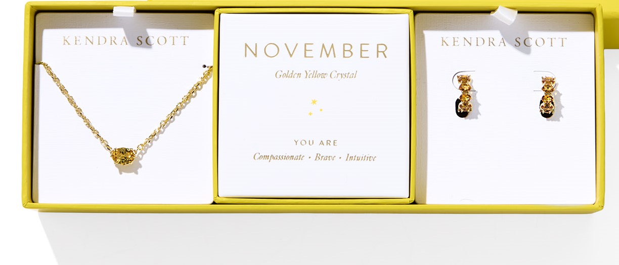 KENDRA SCOTT CAILIN PEND/ER GIFTSET YELLOW GLDN YELLOW CRYSTAL