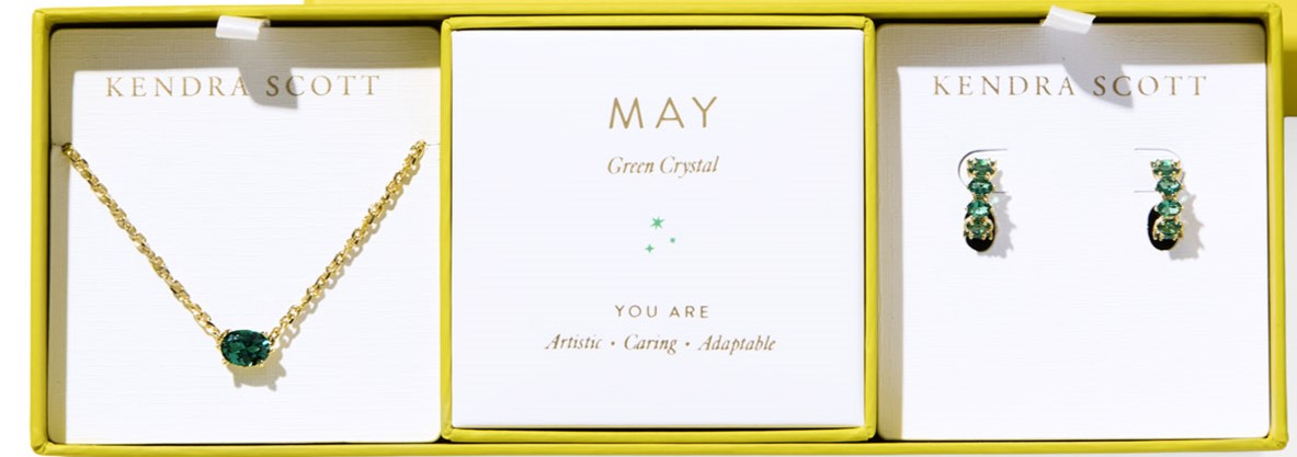 KENDRA SCOTT CAILIN PEND/ER GIFTSET YELLOW GREEN CRYSTAL