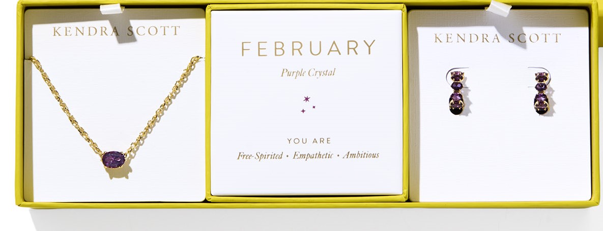 KENDRA SCOTT CAILIN PEND/ER GIFTSET YELLOW  PURPLE CRYSTAL