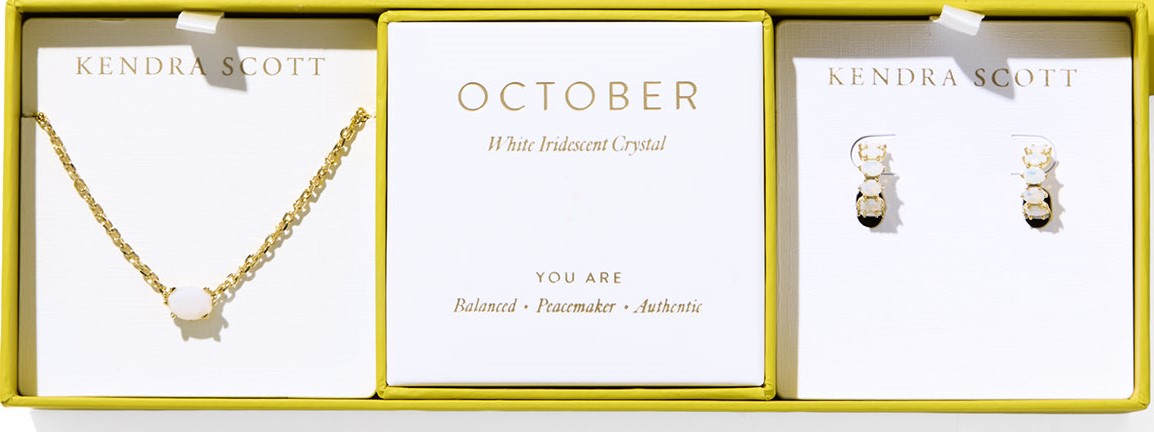 KENDRA SCOTT CAILIN PEND/ER GIFTSET YELLOW WHITE IRDSCNT CRYSTAL